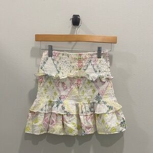 LoveShackFancy Pastel Floral Mini Skirt size small